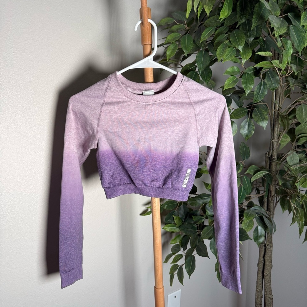 Gymshark Purple Adapt Ombre Seamless Long Sleeve Croptop Women’s Size Small